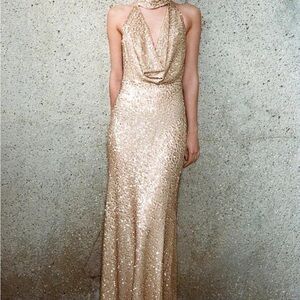 Zara Gold Sequin Backless Dress